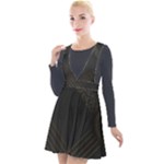 Black Background With Gold Lines Plunge Pinafore Velour Dress