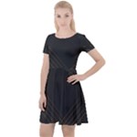 Black Background With Gold Lines Cap Sleeve Velour Dress 