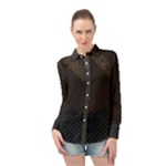 Black Background With Gold Lines Long Sleeve Chiffon Shirt