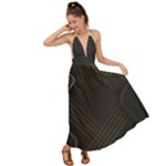 Black Background With Gold Lines Backless Maxi Beach Dress