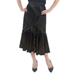 Black Background With Gold Lines Midi Mermaid Skirt