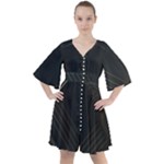 Black Background With Gold Lines Boho Button Up Dress