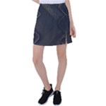 Black Background With Gold Lines Tennis Skirt