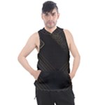 Black Background With Gold Lines Men s Sleeveless Hoodie