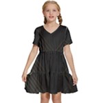 Black Background With Gold Lines Kids  Short Sleeve Tiered Mini Dress