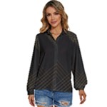Black Background With Gold Lines Women s Long Sleeve Button Up Shirt