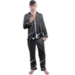 S Black Fingerprint, Black, Edge Men s Long Sleeve Satin Pajamas Set
