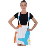 Warp Lines Colorful Multicolor Velvet Suspender Skater Skirt