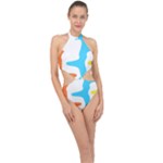 Warp Lines Colorful Multicolor Halter Side Cut Swimsuit