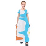 Warp Lines Colorful Multicolor Kids  Short Sleeve Maxi Dress