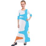 Warp Lines Colorful Multicolor Kids  Quarter Sleeve Maxi Dress