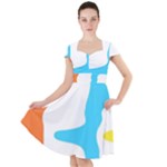 Warp Lines Colorful Multicolor Cap Sleeve Midi Dress