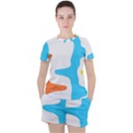 Warp Lines Colorful Multicolor Women s T-Shirt and Shorts Set