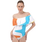 Warp Lines Colorful Multicolor Off Shoulder Velour Bodysuit 