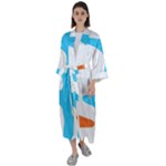 Warp Lines Colorful Multicolor Maxi Satin Kimono
