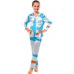 Warp Lines Colorful Multicolor Kids  Satin Long Sleeve Pajamas Set