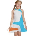 Warp Lines Colorful Multicolor Kids  Halter Collar Waist Tie Chiffon Dress