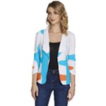 Warp Lines Colorful Multicolor Women s One-Button 3/4 Sleeve Short Jacket
