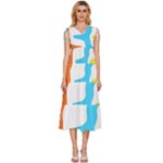 Warp Lines Colorful Multicolor V-Neck Drawstring Shoulder Sleeveless Maxi Dress