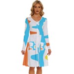 Warp Lines Colorful Multicolor Long Sleeve Dress With Pocket