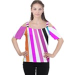 Colorful Multicolor Colorpop Flare Cutout Shoulder T-Shirt