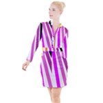 Colorful Multicolor Colorpop Flare Button Long Sleeve Dress