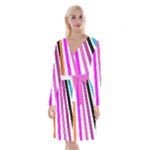 Colorful Multicolor Colorpop Flare Long Sleeve Velvet Front Wrap Dress