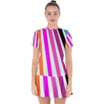 Colorful Multicolor Colorpop Flare Drop Hem Mini Chiffon Dress