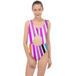 Colorful Multicolor Colorpop Flare Center Cut Out Swimsuit