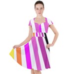 Colorful Multicolor Colorpop Flare Cap Sleeve Midi Dress