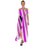 Colorful Multicolor Colorpop Flare Off Shoulder Open Front Chiffon Dress