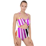 Colorful Multicolor Colorpop Flare Scallop Top Cut Out Swimsuit