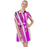Colorful Multicolor Colorpop Flare Belted Shirt Dress