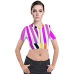 Colorful Multicolor Colorpop Flare Short Sleeve Cropped Jacket