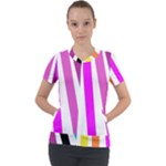 Colorful Multicolor Colorpop Flare Short Sleeve Zip Up Jacket