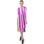 Colorful Multicolor Colorpop Flare Ruffle End Midi Chiffon Dress