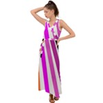 Colorful Multicolor Colorpop Flare V-Neck Chiffon Maxi Dress