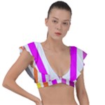 Colorful Multicolor Colorpop Flare Plunge Frill Sleeve Bikini Top