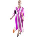 Colorful Multicolor Colorpop Flare Quarter Sleeve Wrap Front Maxi Dress
