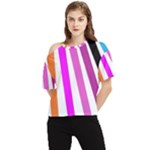 Colorful Multicolor Colorpop Flare One Shoulder Cut Out T-Shirt