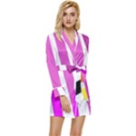 Colorful Multicolor Colorpop Flare Long Sleeve Satin Robe