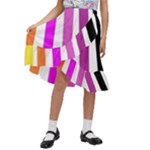 Colorful Multicolor Colorpop Flare Kids  Ruffle Flared Wrap Midi Skirt