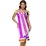 Colorful Multicolor Colorpop Flare Off Shoulder Ruffle Split Hem Bodycon Dress