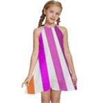 Colorful Multicolor Colorpop Flare Kids  Halter Collar Waist Tie Chiffon Dress