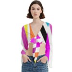 Colorful Multicolor Colorpop Flare Trumpet Sleeve Cropped Top