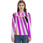 Colorful Multicolor Colorpop Flare Women s Cut Out Long Sleeve T-Shirt