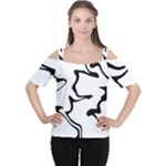 Black And White Swirl Background Cutout Shoulder T-Shirt