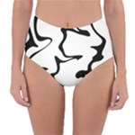Black And White Swirl Background Reversible High-Waist Bikini Bottoms