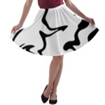 Black And White Swirl Background A-line Skater Skirt