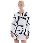 Black And White Swirl Background Women s Long Sleeve Casual Dress